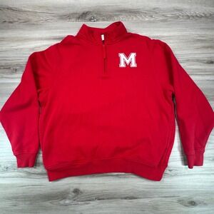 Augusta Sportswear Red Quarter Zip Sweatshirt Adult L "M"‎ Logo Pocket